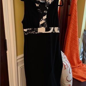 Joseph Ribkoff Black and White Midi Dress